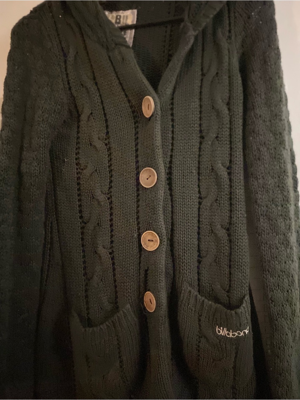 Billabong Women's Black Cable Knit Button-Up Cardigan